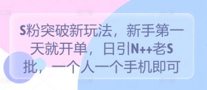 S粉突破新玩法，新手第一天就开单，日引N++老S批，一个人一个手机即可【揭秘】-网创学习资源