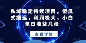 私域稳定持续项目，傻瓜式搬运，利润极大，小白单日收益几张【揭秘】-网创学习资源