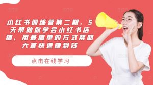 小红书训练营第二期，5天帮助你学会小红书店铺，用最简单的方式帮助大家快速赚到钱-网创学习资源