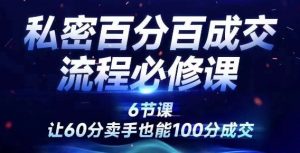 私密百分百成交流程线上训练营，绝对成交，让60分卖手也能100分成交-网创学习资源
