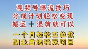 视频号分成最暴力赛道，几分钟出一条原创，最强搬运+混剪新方法，谁做谁爆【揭秘】-网创学习资源