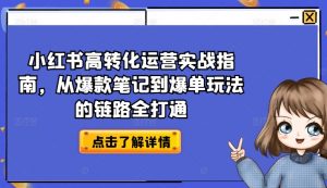 小红书高转化运营实战指南，从爆款笔记到爆单玩法的链路全打通-网创学习资源