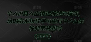 个人IP真人出镜短视频实操课，从0到1系统性学习做有个人ip属性的带货账号-网创学习资源