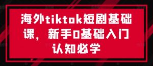 海外tiktok短剧基础课，新手0基础入门认知必学-网创学习资源