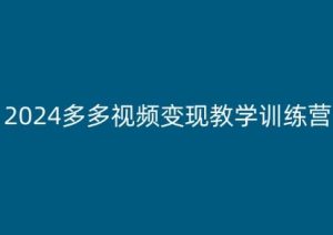 2024多多视频变现教学训练营，新手保姆级教程，适合新手小白-网创学习资源