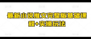 最新小说推文完整版基础课程+实操玩法-网创学习资源