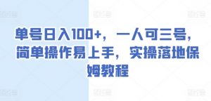 单号日入100+，一人可三号，简单操作易上手，实操落地保姆教程【揭秘】-网创学习资源
