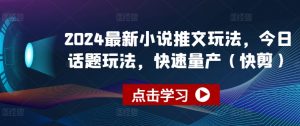 2024最新小说推文玩法，今日话题玩法，快速量产(快剪)-网创学习资源