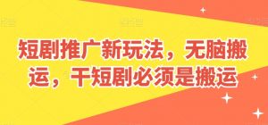 短剧推广新玩法，无脑搬运，干短剧必须是搬运【揭秘】-网创学习资源