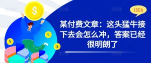 某付费文章：这头猛牛接下去会怎么冲，答案已经很明朗了 !-网创学习资源