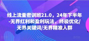 线上流量密训班21.0，24年下半年-无界红利和盈利玩法，终极优化/无界关键词/无界精准人群-网创学习资源