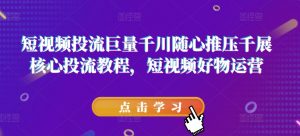 短视频投流巨量千川随心推压千展核心投流教程，短视频好物运营-网创学习资源