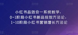 小红书品效合一系统教学，​0~1阶段小红书新品投放方法论，​1~10阶段小红书营销增长方法论-网创学习资源
