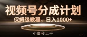 视频号分成计划保姆级教程，日入1K，小白秒上手【揭秘】-网创学习资源