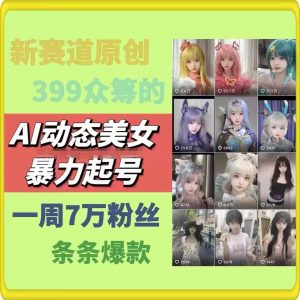 AI动态美女暴力起号，新赛道原创作品，条条爆款，一周7万粉丝-网创学习资源