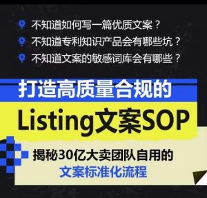 打造高质量合规的Listing文案SOP，掌握亚马逊文案工作的标准化-网创学习资源