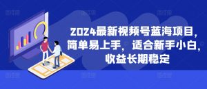 2024最新视频号蓝海项目，简单易上手，适合新手小白，收益长期稳定-网创学习资源
