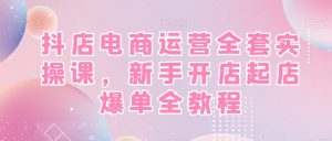 抖店电商运营全套实操课，新手开店起店爆单全教程-网创学习资源