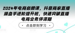 2024年电商必修课，抖音商家直播操盘手进阶提升班，快速突破直播电商业务停滞期-网创学习资源
