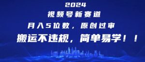 2024视频号新赛道，月入5位数+，原创过审，搬运不违规，简单易学【揭秘】-网创学习资源