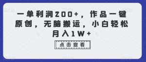 一单利润200+，作品一键原创，无脑搬运，小白轻松月入1W+【揭秘】-网创学习资源