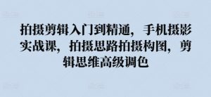拍摄剪辑入门到精通，​手机摄影实战课，拍摄思路拍摄构图，剪辑思维高级调色-网创学习资源
