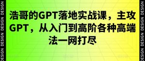 浩哥的GPT落地实战课，主攻GPT，从入门到高阶各种高端法一网打尽-网创学习资源