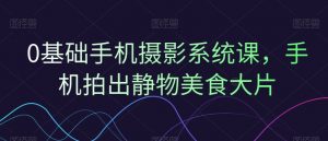 0基础手机摄影系统课，手机拍出静物美食大片-网创学习资源