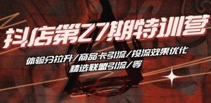 抖音小店·第27期特训营 体验分拉升/商品卡引流/投流效果优化/精选联盟引流/等-网创学习资源