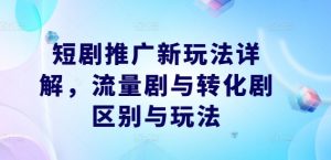 短剧推广新玩法详解，流量剧与转化剧区别与玩法-网创学习资源