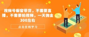 视频号橱窗带货，不需要直播，不需要拍视频，一天佣金300左右-网创学习资源