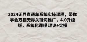 2024无界直通车系统实操课程，带你学会万相无界关键词推广，4.0升级版，系统化课程 理论+实操-网创学习资源