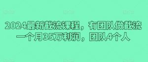 2024最新截流课程，有团队做截流一个月35万利润，团队4个人-网创学习资源