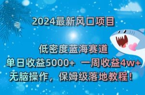 2024最新风口项目，低密度蓝海赛道，单日收益5000+，一周收益4w+！【揭秘】-网创学习资源