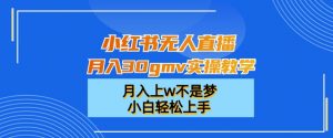 小红书无人直播月入30gmv实操教学，月入上w不是梦，小白轻松上手【揭秘】-网创学习资源