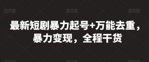 最新短剧暴力起号+万能去重，暴力变现，全程干货【揭秘】-网创学习资源