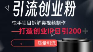 快手项目拆解类视频详细制作流程打造个人IP，单日引流200+高质量创业粉【揭秘】-网创学习资源