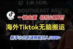 海外Tiktok短视频无脑搬运，一键去重轻松过原创，新手小白听话照做日入几张【揭秘】-网创学习资源
