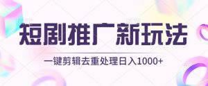 短剧推广新玩法，不剪辑，工具助力一键过原创，日入1000+【揭秘】-网创学习资源