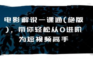 电影解说一课通(绝版)，带你轻松从0进阶为短视频高手-网创学习资源