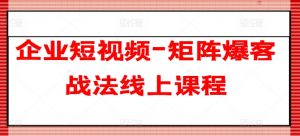 企业短视频-矩阵爆客战法线上课程-网创学习资源