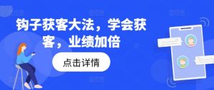 钩子获客大法，学会获客，业绩加倍-网创学习资源