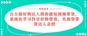 百万级好物达人教你做短视频带货，系统化学习抖音好物带货，实战型带货达人亲授-网创学习资源