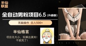 男粉项目6.5升级版，全自动男粉项目，日收入1K+【揭秘】-网创学习资源