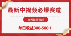 最新中视频必爆赛道，当天做当天起，单日收益300-500+【揭秘】-网创学习资源