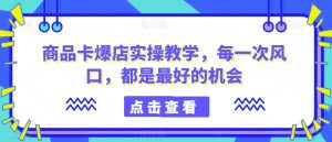 商品卡爆店实操教学，每一次风口，都是最好的机会-网创学习资源
