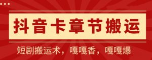 抖音卡章节搬运：短剧搬运术，百分百过抖，一比一搬运，只能安卓【揭秘】-网创学习资源