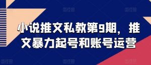 小说推文私教第9期，推文暴力起号和账号运营-网创学习资源