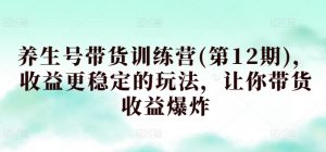 养生号带货训练营(第12期)，收益更稳定的玩法，让你带货收益爆炸-网创学习资源