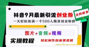 抖音9月最新引流创业粉，轻松制作创业类视频，一天轻松加满一个500人精准创业粉群【揭秘】-网创学习资源